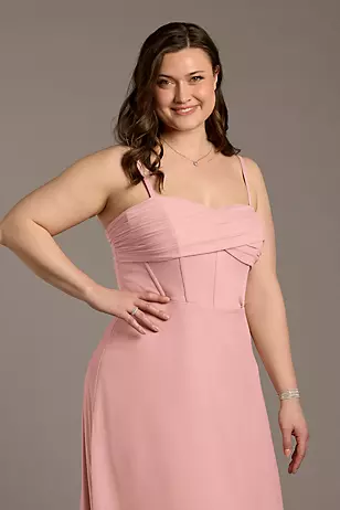 Mesh Twist Bodice Corset A-Line Dresses - XNAUWBI