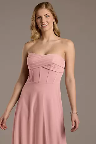 Mesh Twist Bodice Corset A-Line Dresses - XNAUWBI