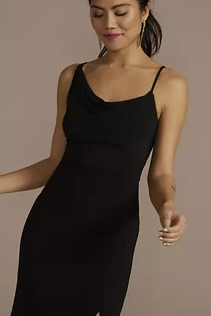 Asymmetrical Cowl Neck Jersey Sheath Dress - XNAUWBI