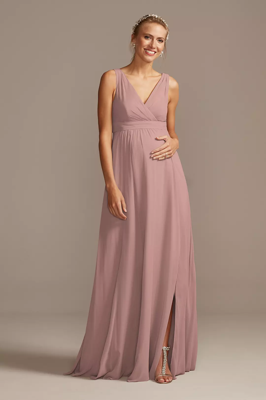 Pleated Tank Chiffon Maternity Dresses - XNAUWBI