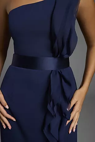 White by Vera Wang Ruffled One-Shoulder Dresses - XNAUWBI