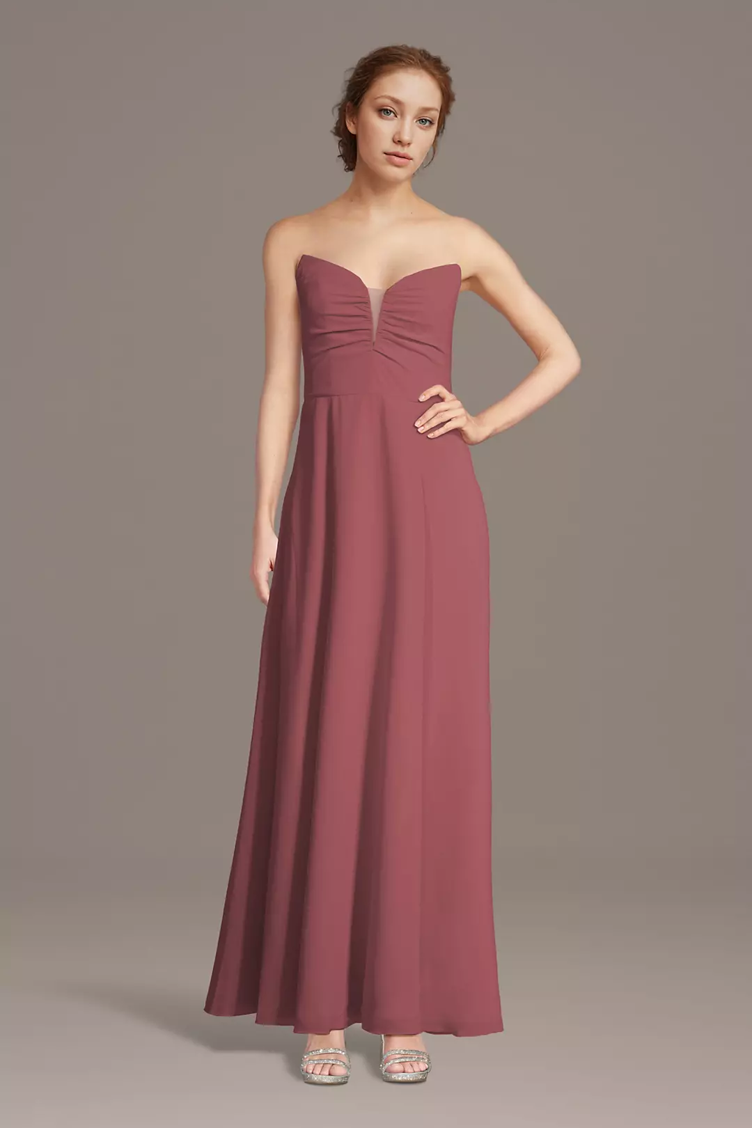 Strapless Chiffon Notch Neck A-Line Dresses - XNAUWBI