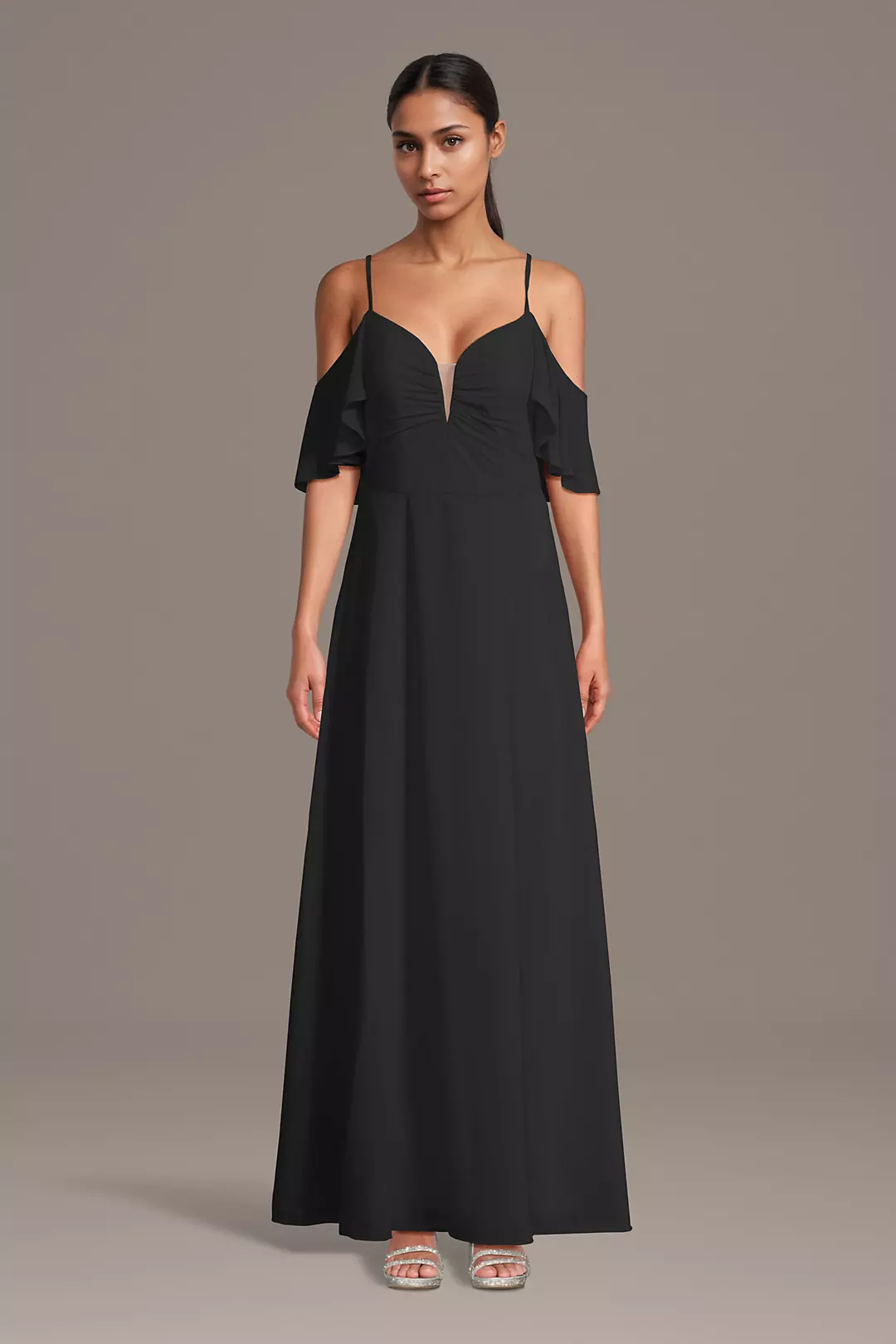Chiffon Off-Shoulder Notch Neck A-Line Dresses - XNAUWBI