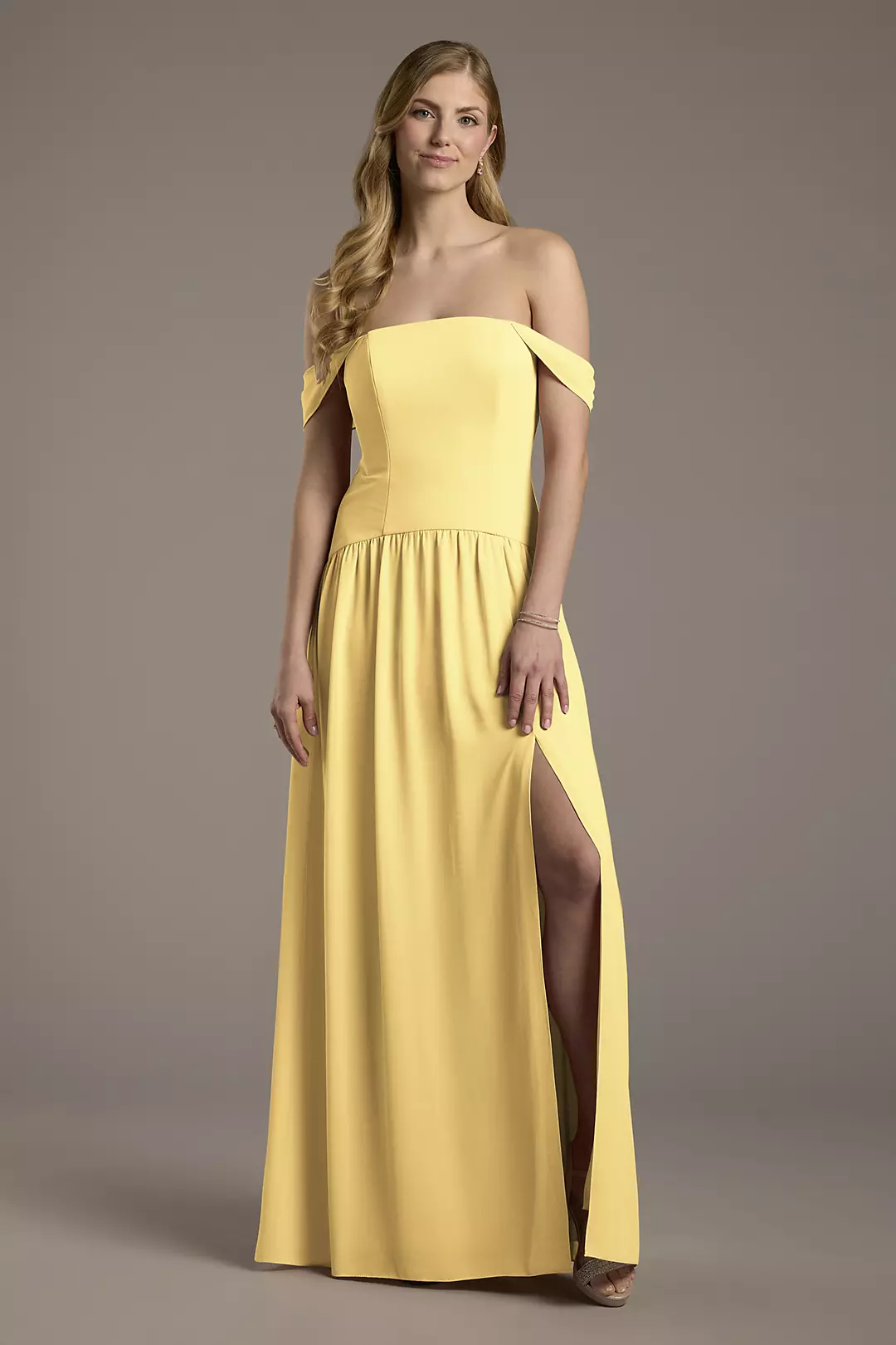 Chiffon Curved Drop Waist Off-the-Shoulder Dresses - XNAUWBI