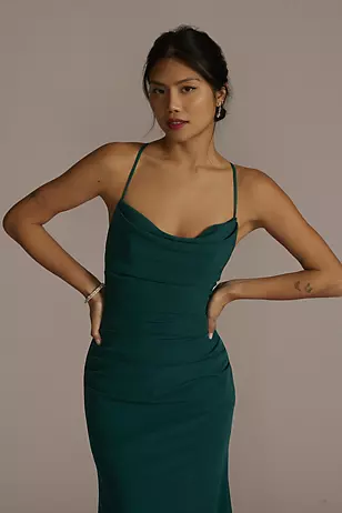 Stretch Crepe Cowl Neck Strappy Dresses - XNAUWBI