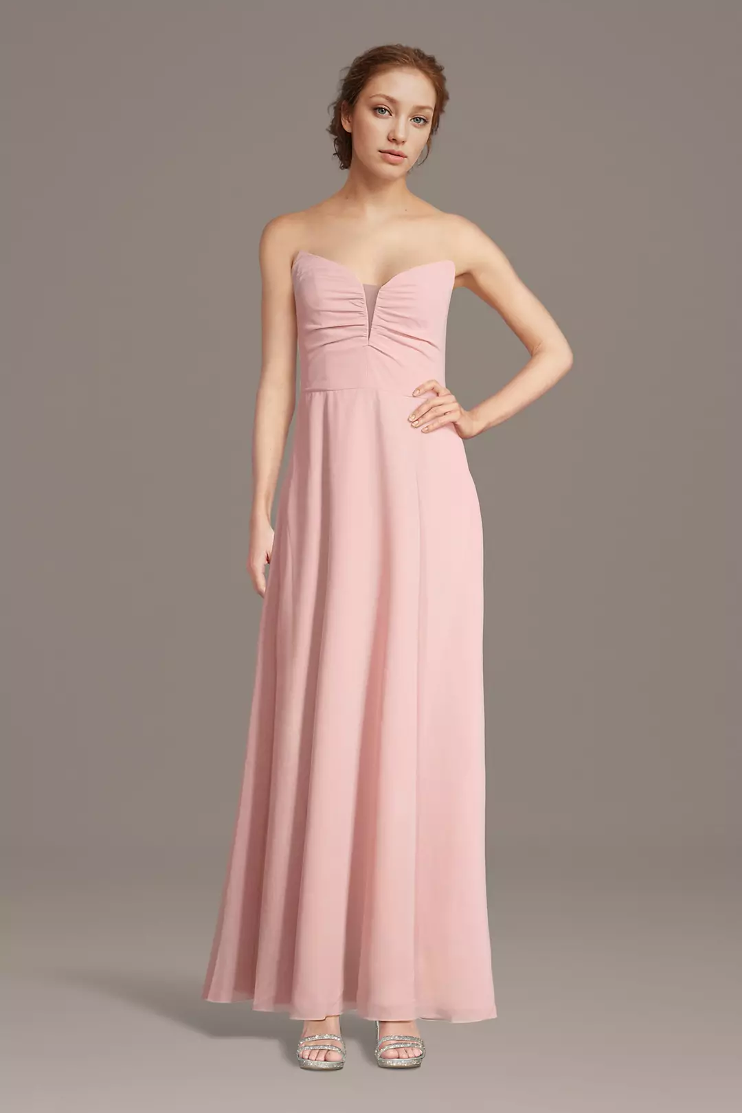 Strapless Chiffon Notch Neck A-Line Dresses - XNAUWBI
