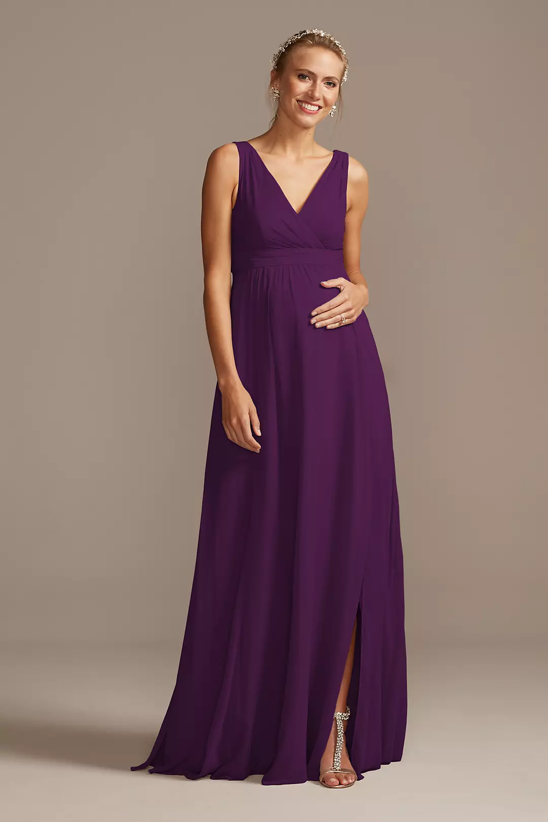 Pleated Tank Chiffon Maternity Dresses - XNAUWBI