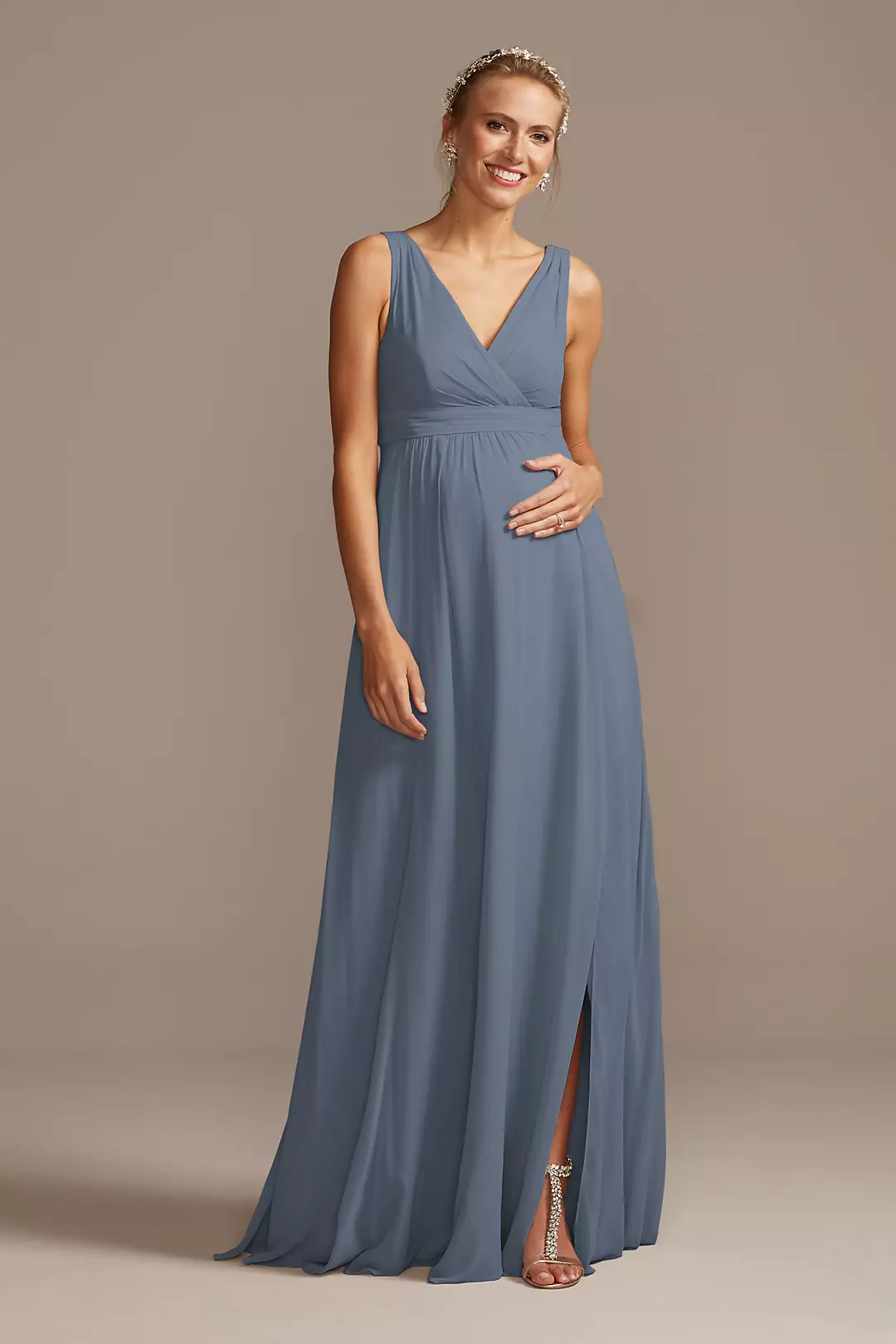 Pleated Tank Chiffon Maternity Dresses - XNAUWBI