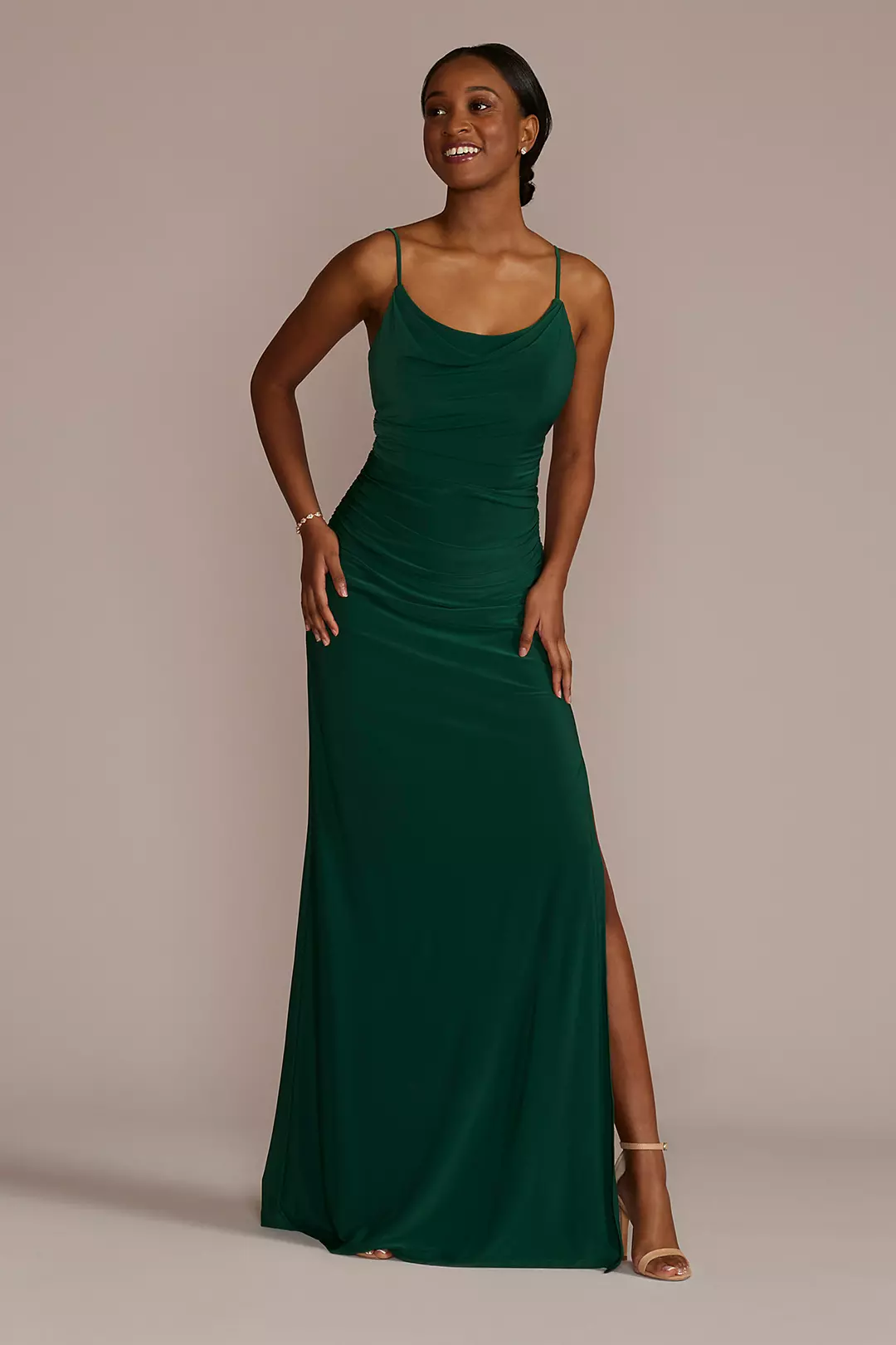 Ruched Jersey Spaghetti Strap Dresses - XNAUWBI