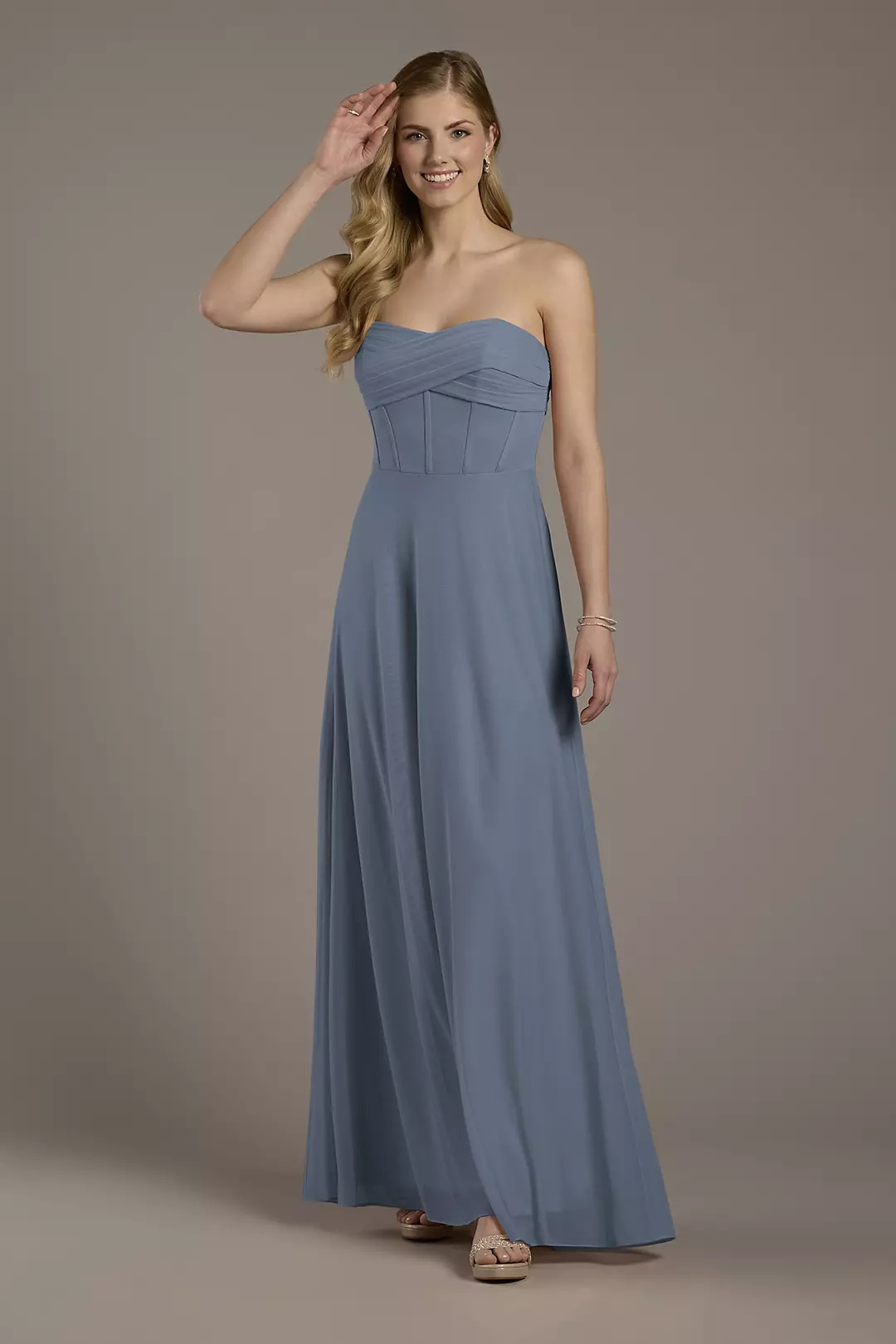 Mesh Twist Bodice Corset A-Line Dresses - XNAUWBI