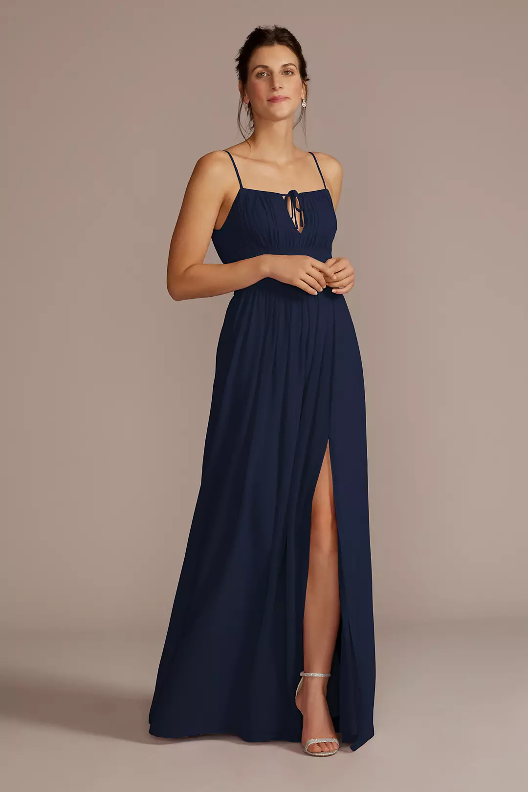 Chiffon Gathered Bodice Dresses - XNAUWBI