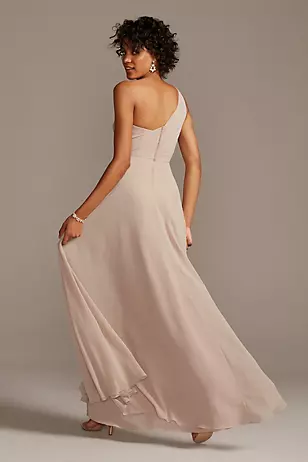 Full Skirt Chiffon Dress with One Shoulder Dress - XNAUWBI