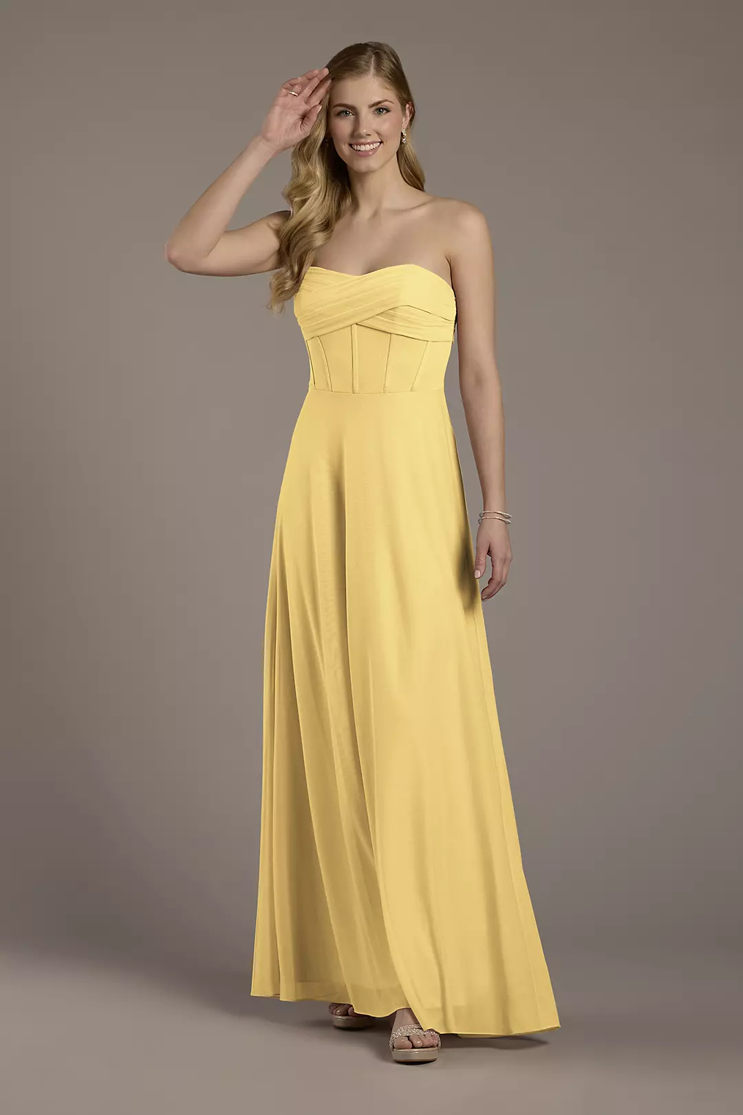 Mesh Twist Bodice Corset A-Line Dresses - XNAUWBI