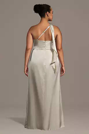 Charmeuse One-Shoulder Sheath Dress with Streamer Dress - XNAUWBI