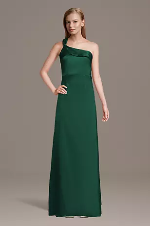 Charmeuse One-Shoulder Sheath Dress with Streamer Dress - XNAUWBI