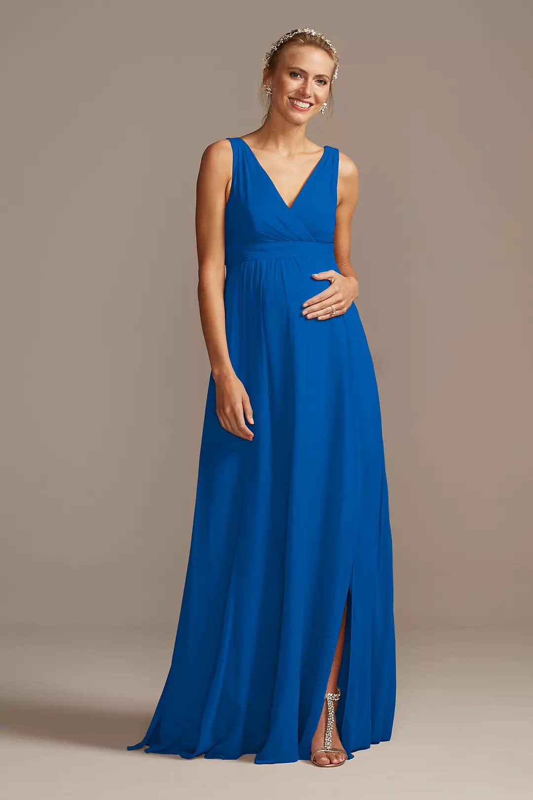 Pleated Tank Chiffon Maternity Dresses - XNAUWBI