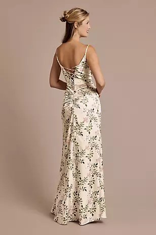 Floral Print Charmeuse Corset Sheath Dresses - XNAUWBI