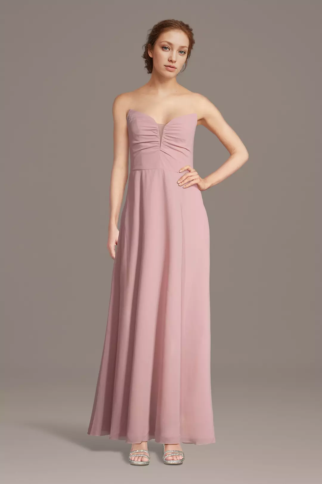 Strapless Chiffon Notch Neck A-Line Dresses - XNAUWBI