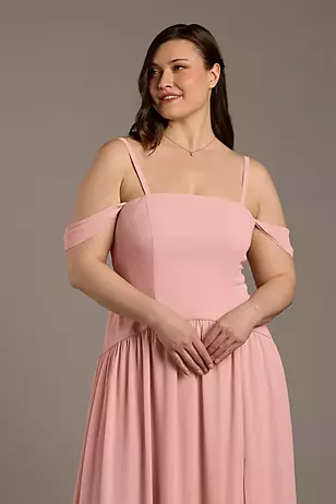 Chiffon Curved Drop Waist Off-the-Shoulder Dresses - XNAUWBI