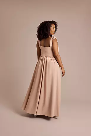 Chiffon Tie Strap Tank A-Line Dresses - XNAUWBI