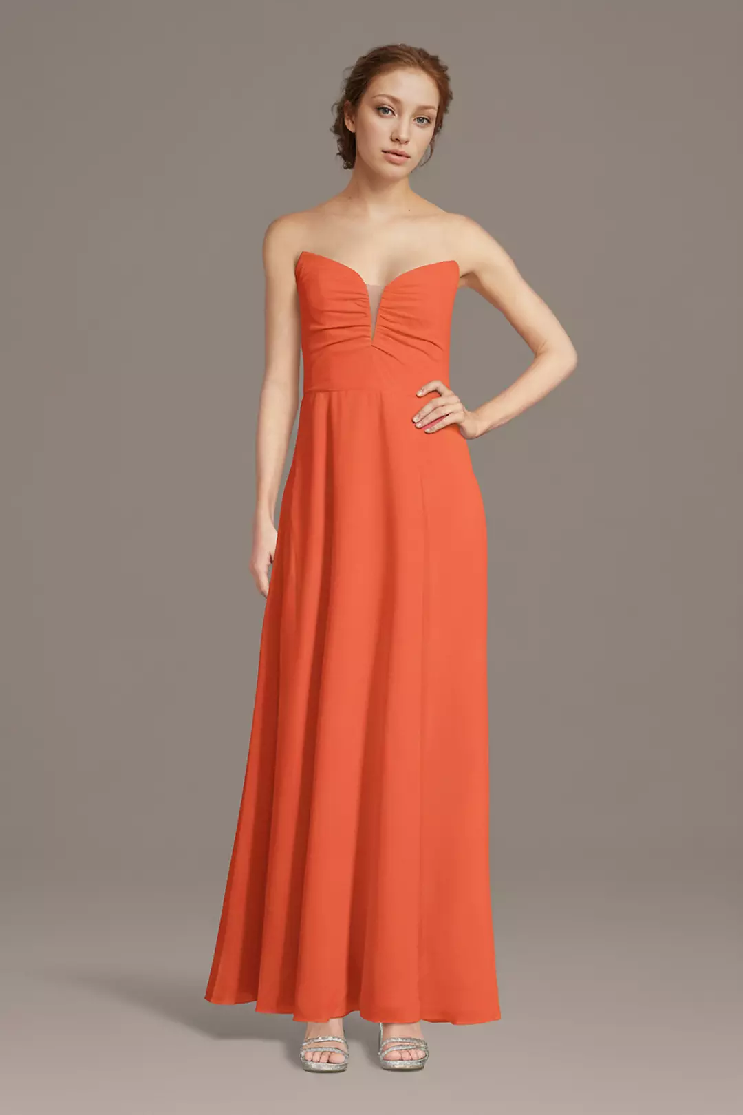 Strapless Chiffon Notch Neck A-Line Dresses - XNAUWBI
