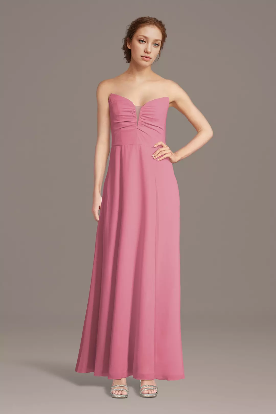 Strapless Chiffon Notch Neck A-Line Dresses - XNAUWBI