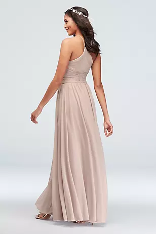 Mesh Cross Waist Spaghetti Strap Bridesmaid Dresses - XNAUWBI