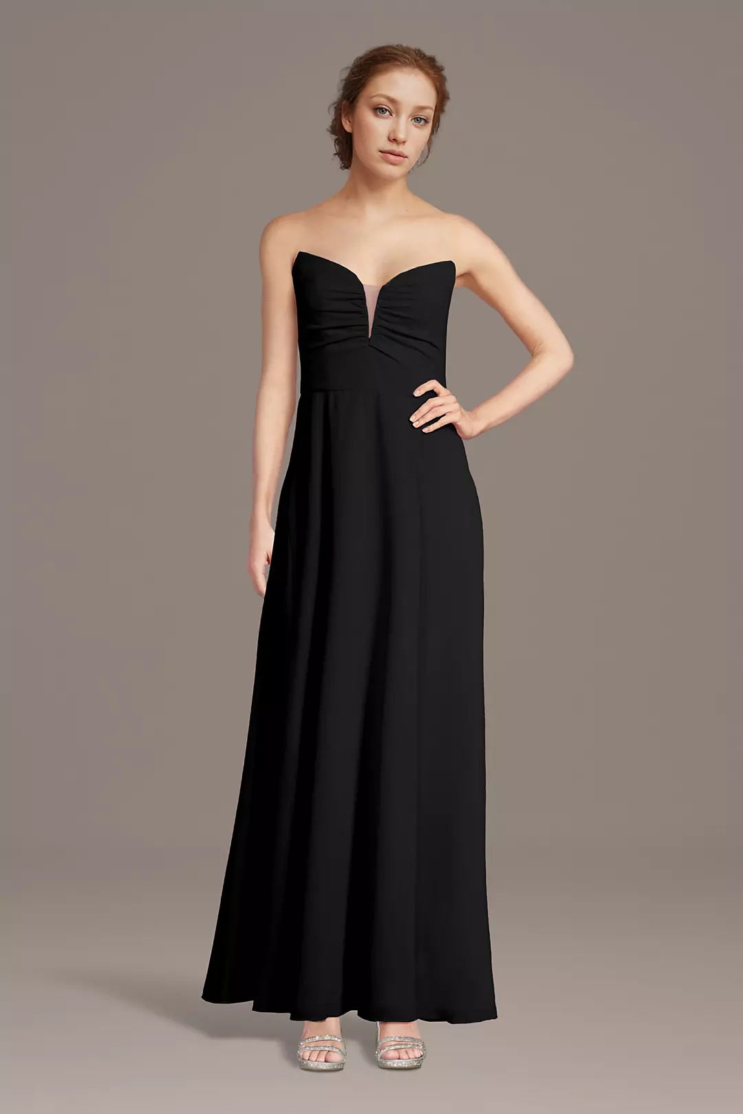 Strapless Chiffon Notch Neck A-Line Dresses - XNAUWBI