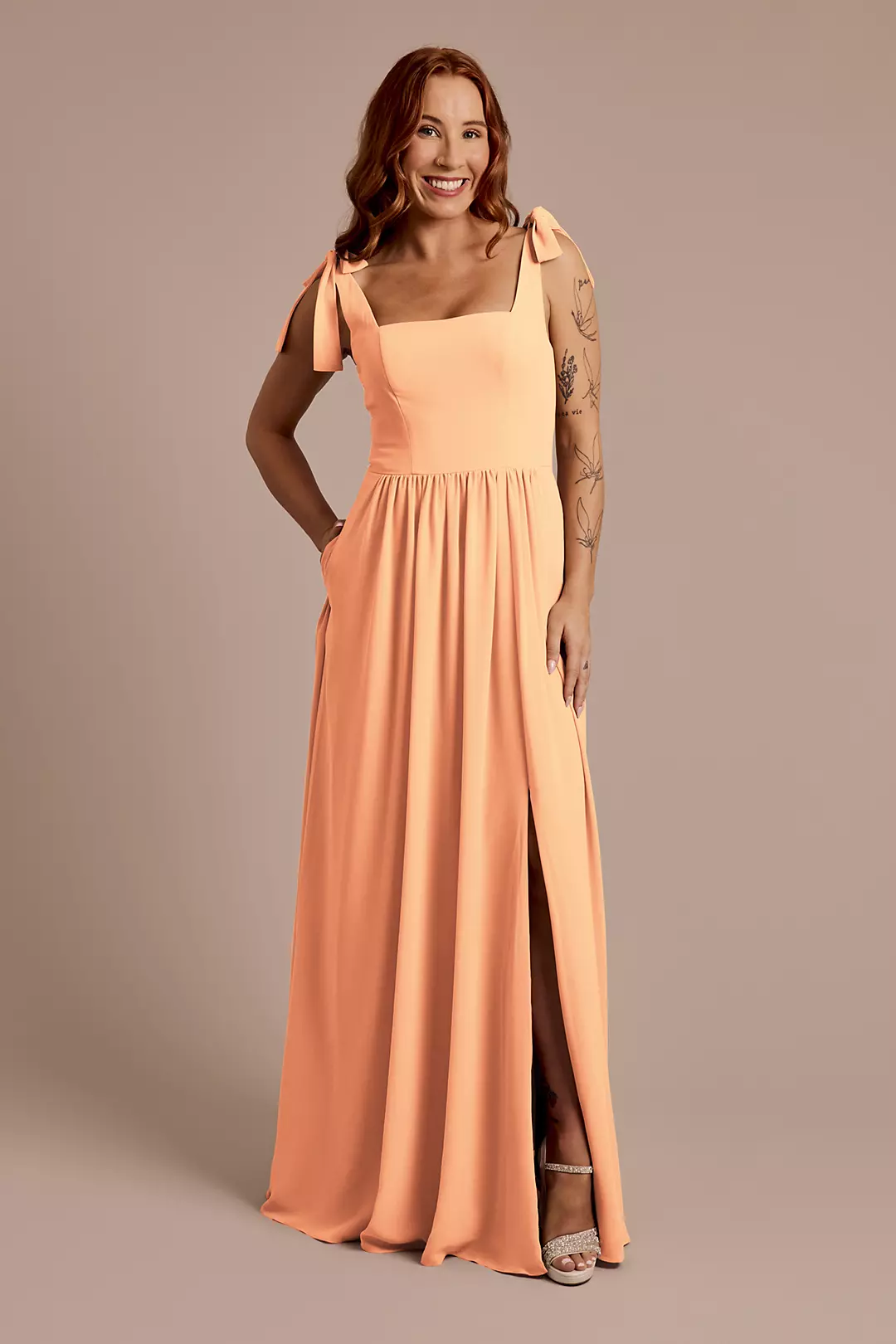 Chiffon Tie Strap Tank A-Line Dresses - XNAUWBI