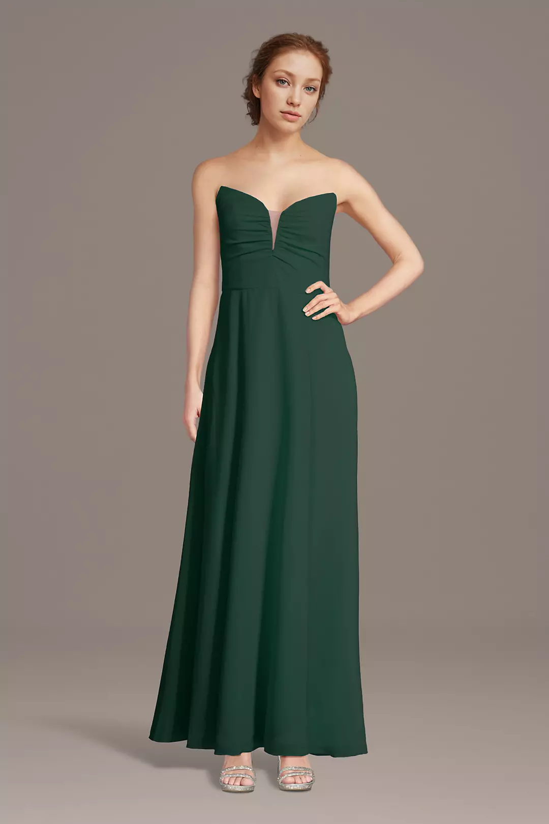 Strapless Chiffon Notch Neck A-Line Dresses - XNAUWBI