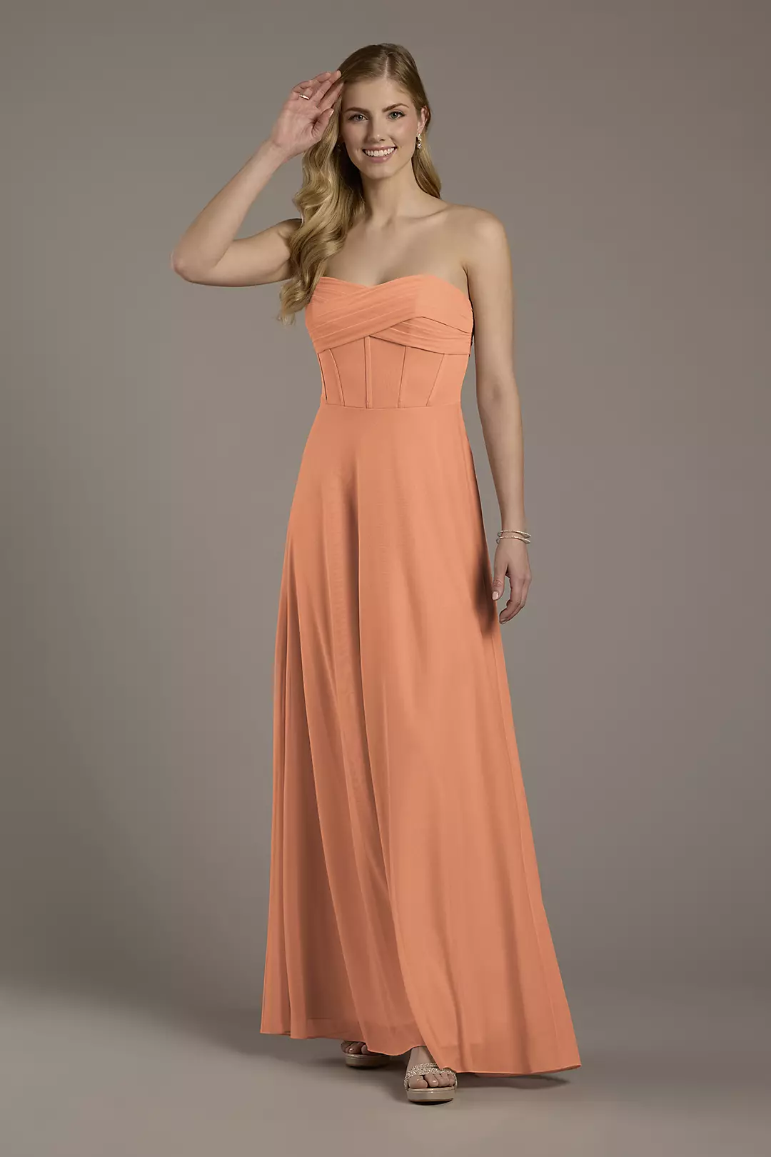 Mesh Twist Bodice Corset A-Line Dresses - XNAUWBI