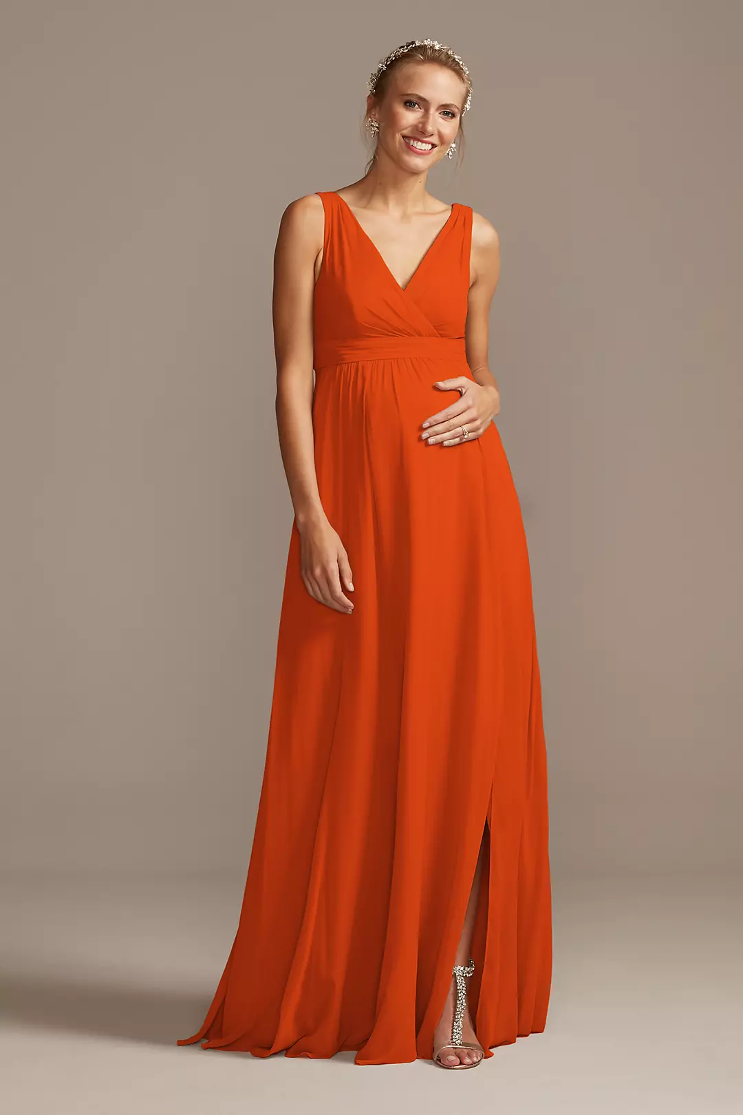 Pleated Tank Chiffon Maternity Dresses - XNAUWBI