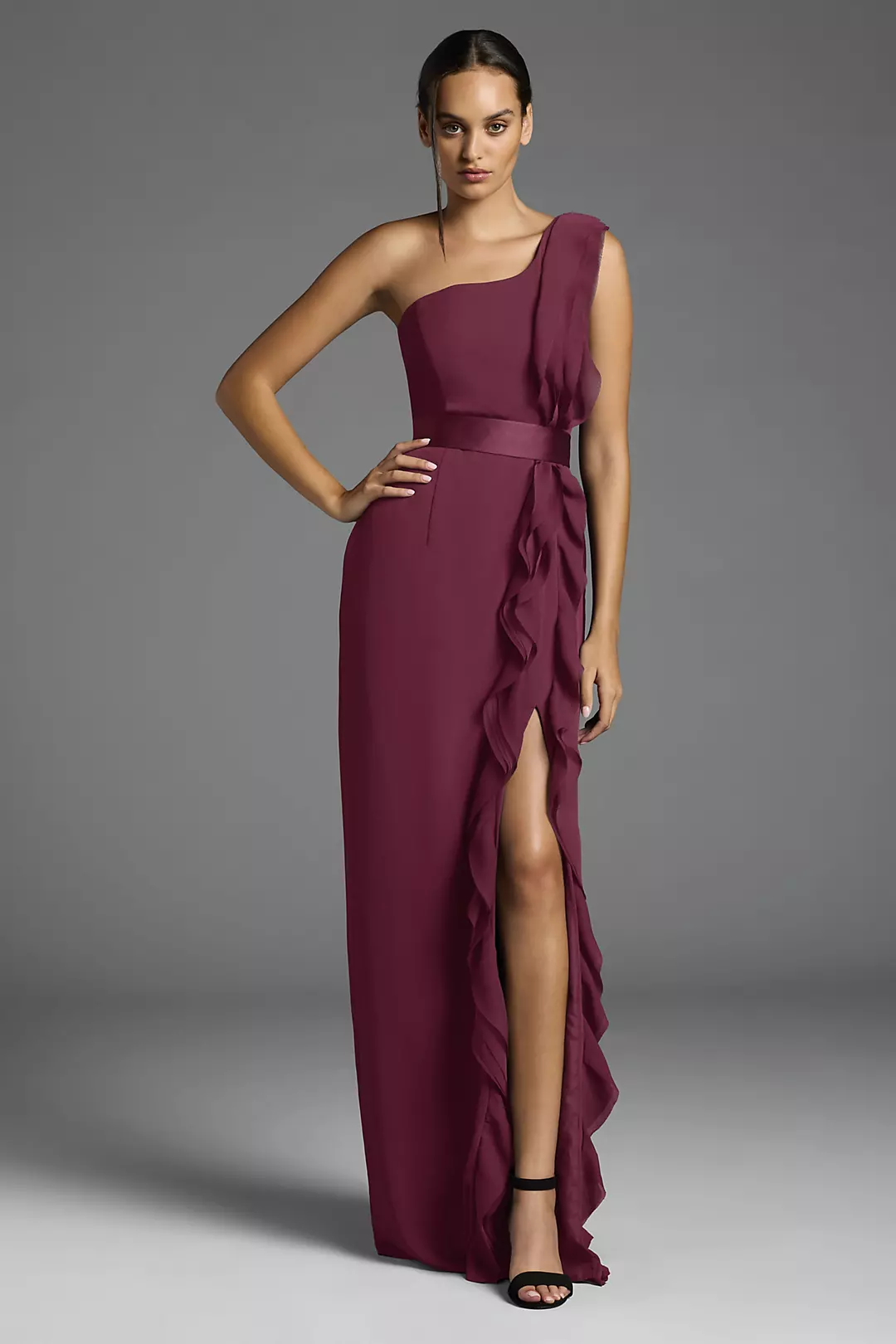 White by Vera Wang Ruffled One-Shoulder Dresses - XNAUWBI