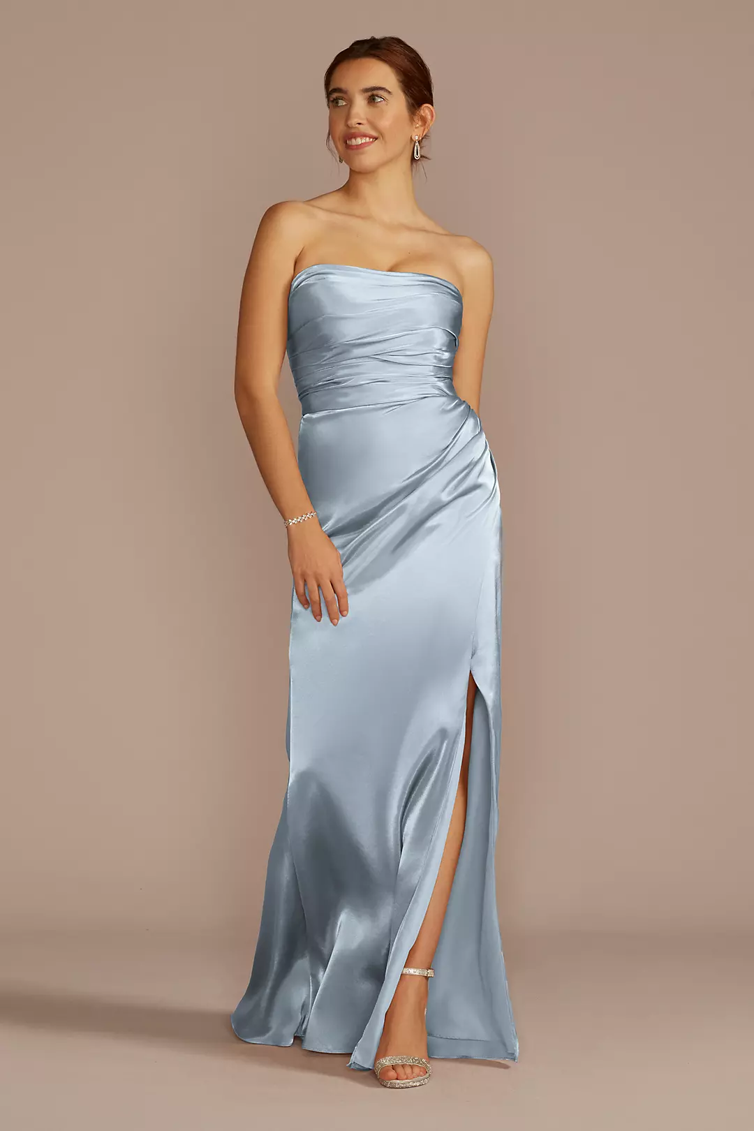 Strapless Charmeuse Dress with Ruching Dress - XNAUWBI