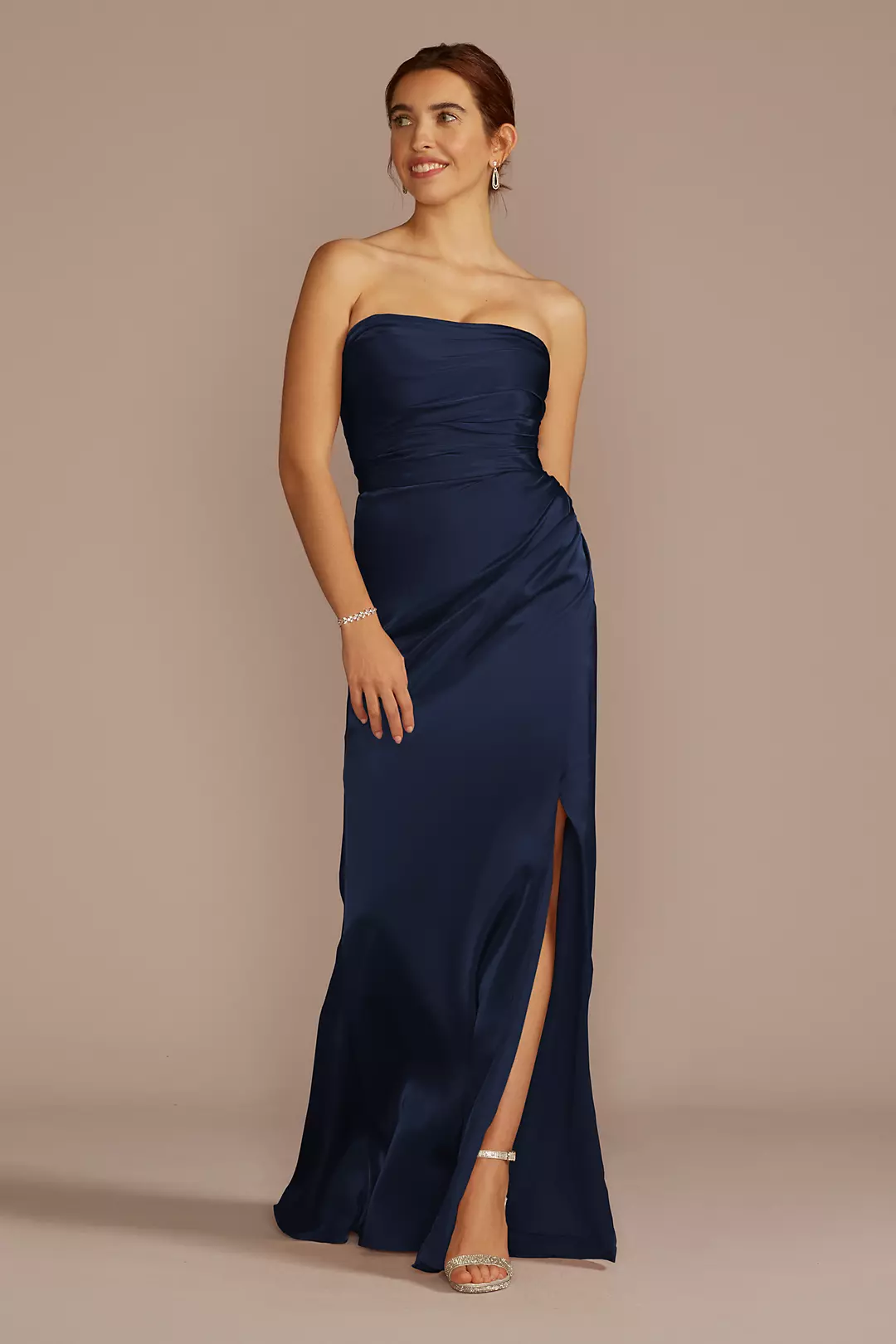 Strapless Charmeuse Dress with Ruching Dress - XNAUWBI