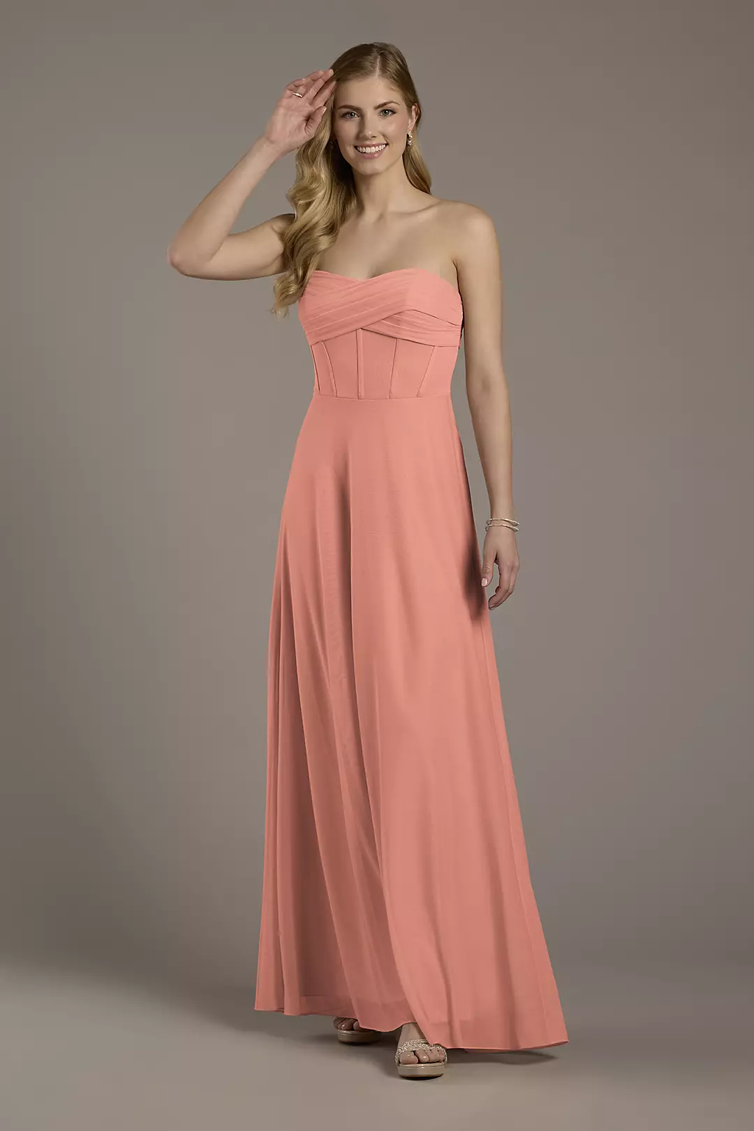 Mesh Twist Bodice Corset A-Line Dresses - XNAUWBI