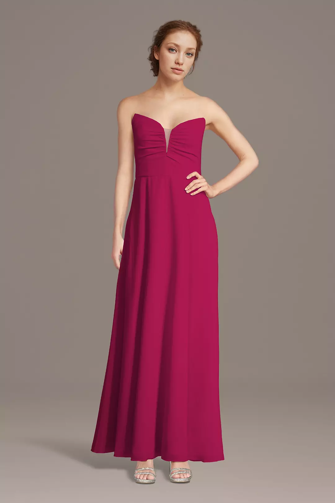 Strapless Chiffon Notch Neck A-Line Dresses - XNAUWBI