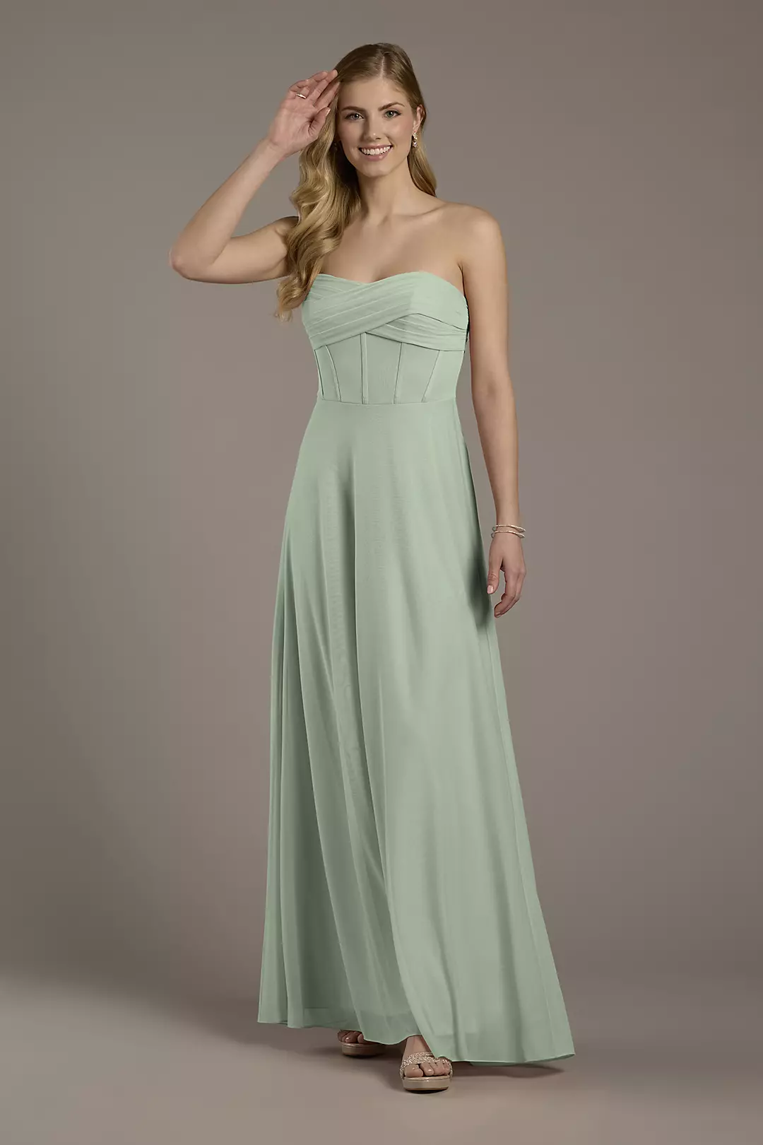 Mesh Twist Bodice Corset A-Line Dresses - XNAUWBI