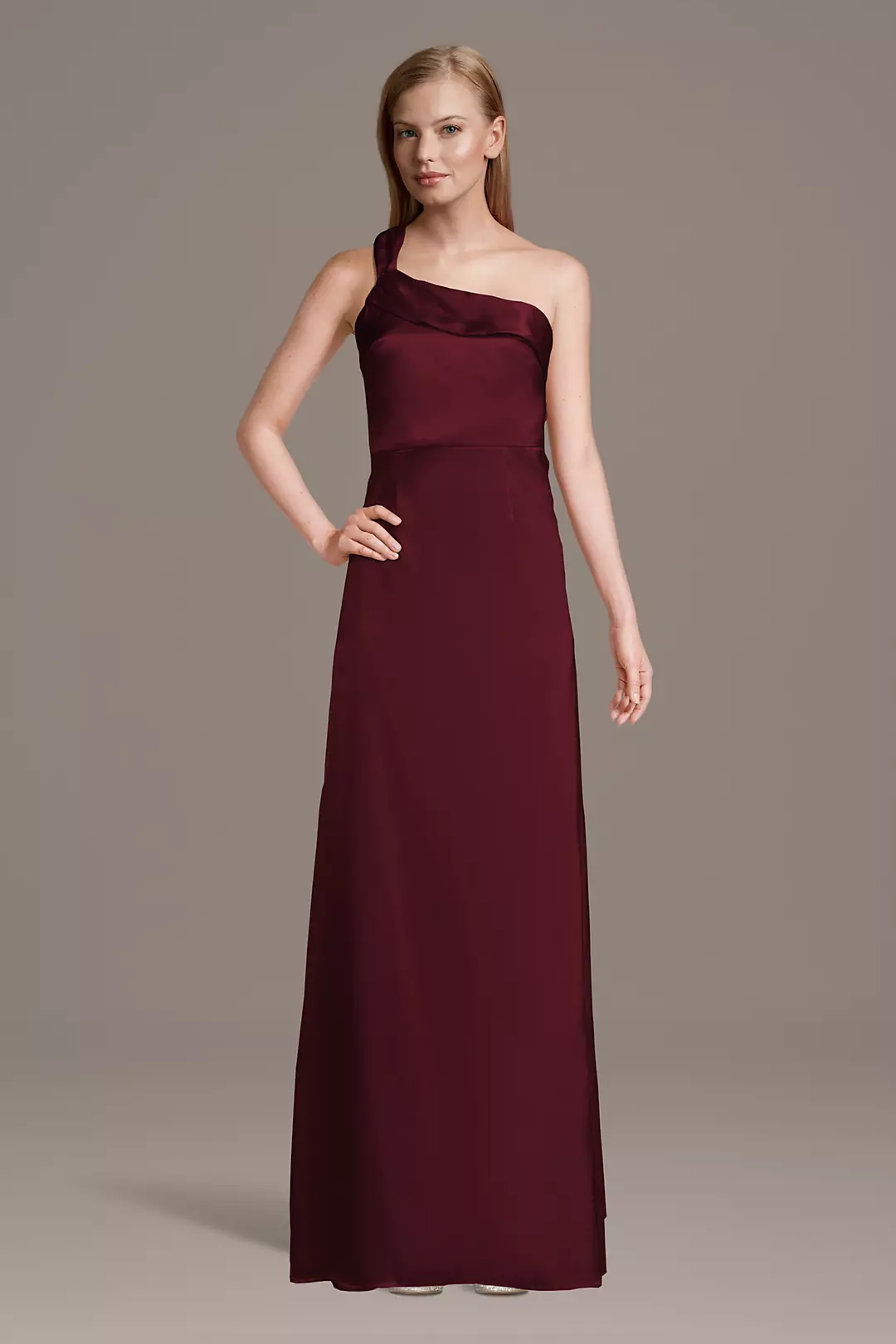 Charmeuse One-Shoulder Sheath Dress with Streamer Dress - XNAUWBI