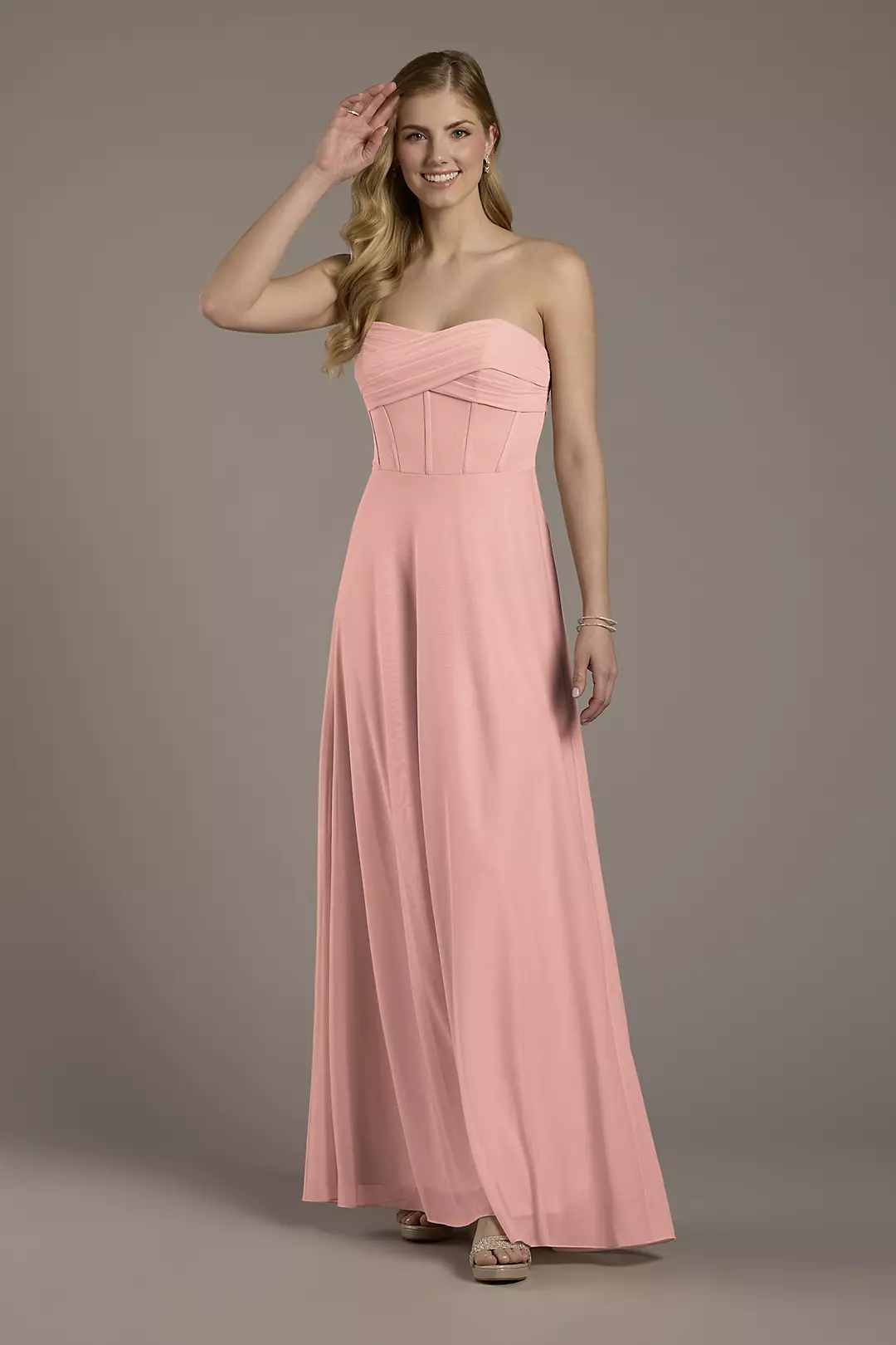 Mesh Twist Bodice Corset A-Line Dresses - XNAUWBI