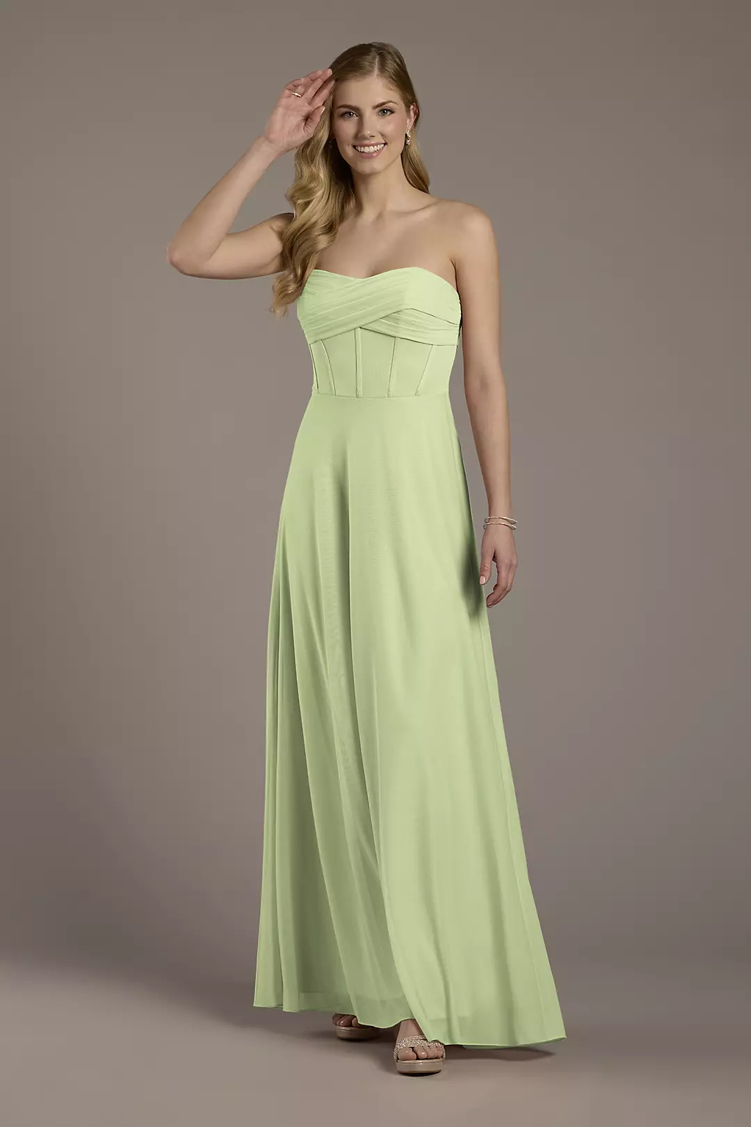 Mesh Twist Bodice Corset A-Line Dresses - XNAUWBI