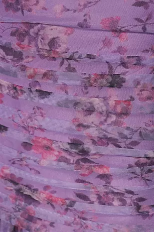 Tiered Net Strapless Drop Waist Floral Print Dresses - XNAUWBI