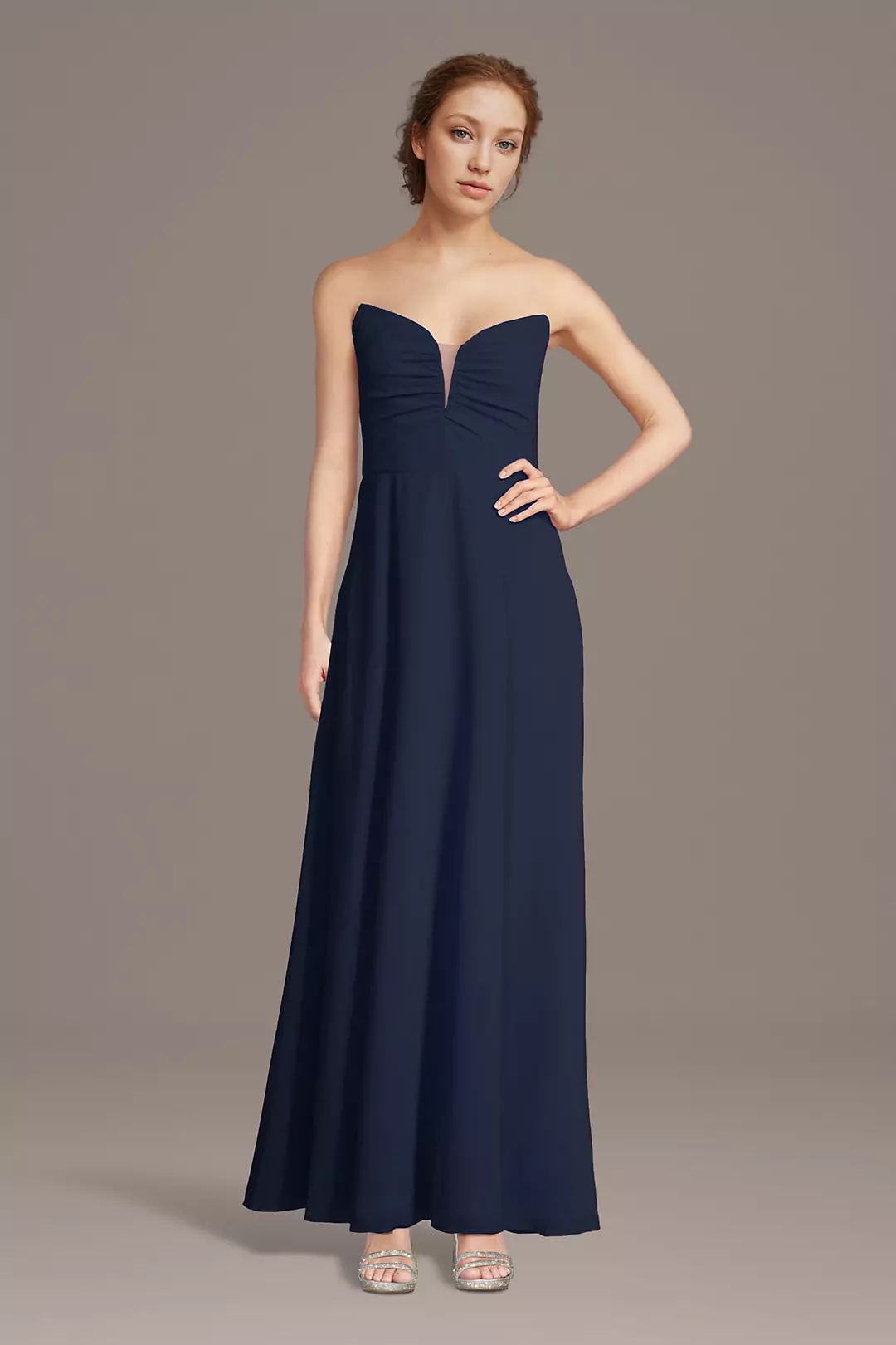 Strapless Chiffon Notch Neck A-Line Dresses - XNAUWBI