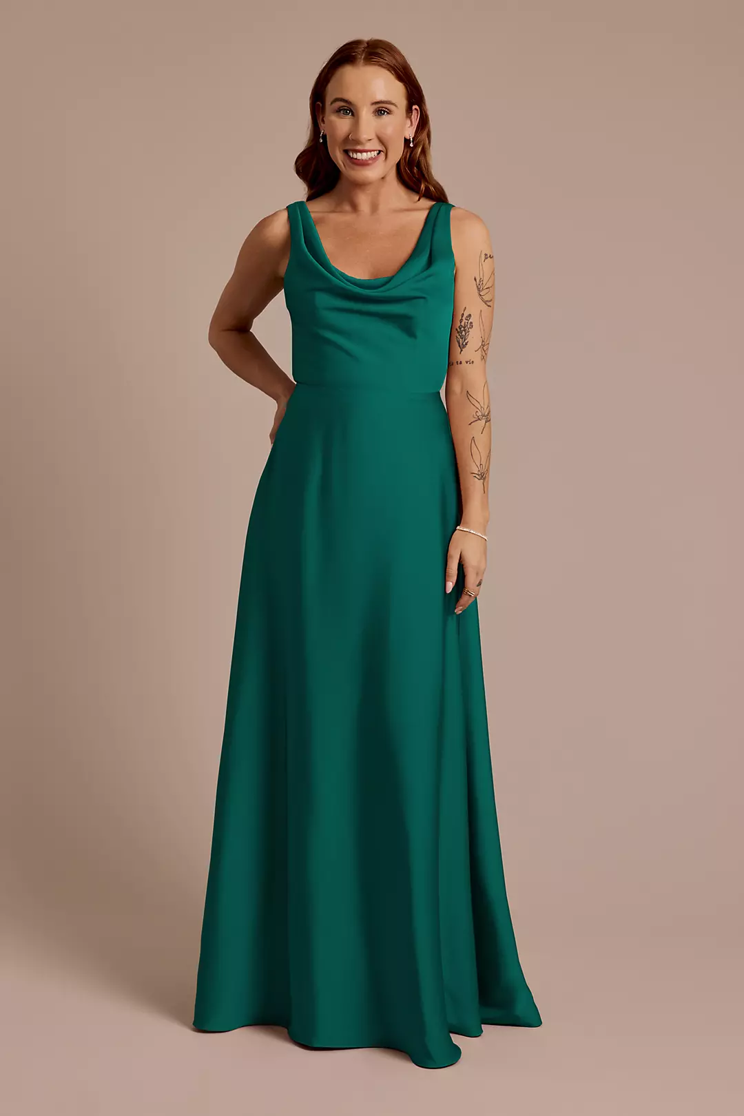Matte Satin Cowl Neck Tie Back Dresses - XNAUWBI