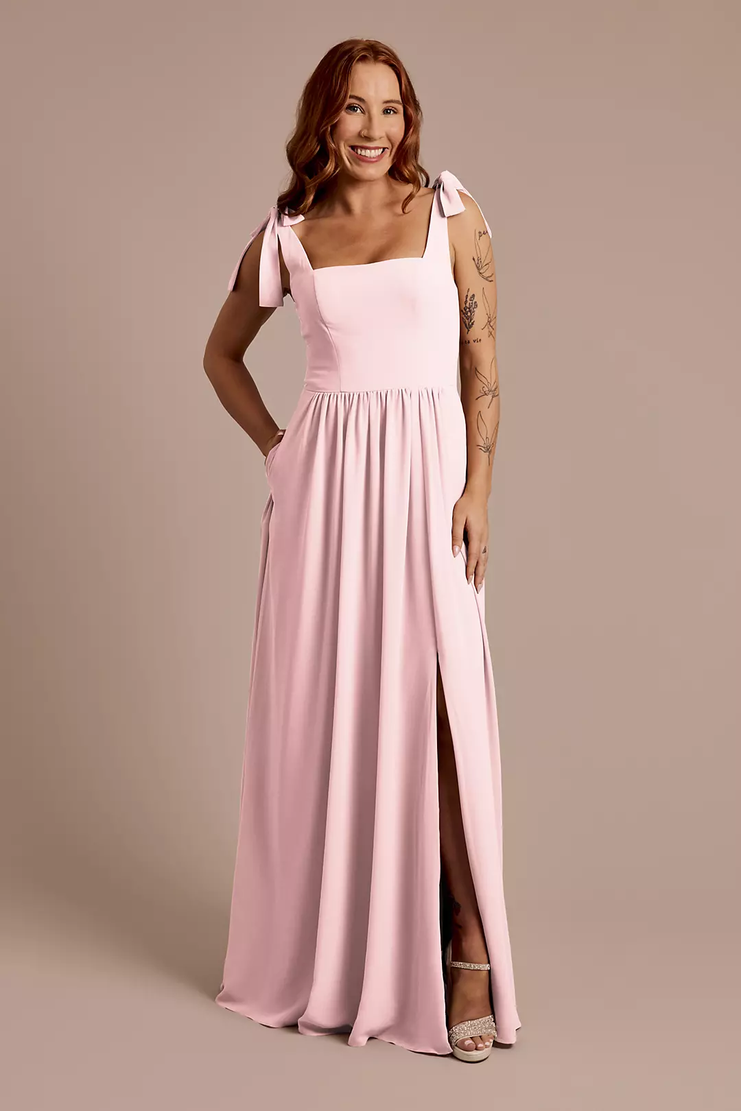 Chiffon Tie Strap Tank A-Line Dresses - XNAUWBI