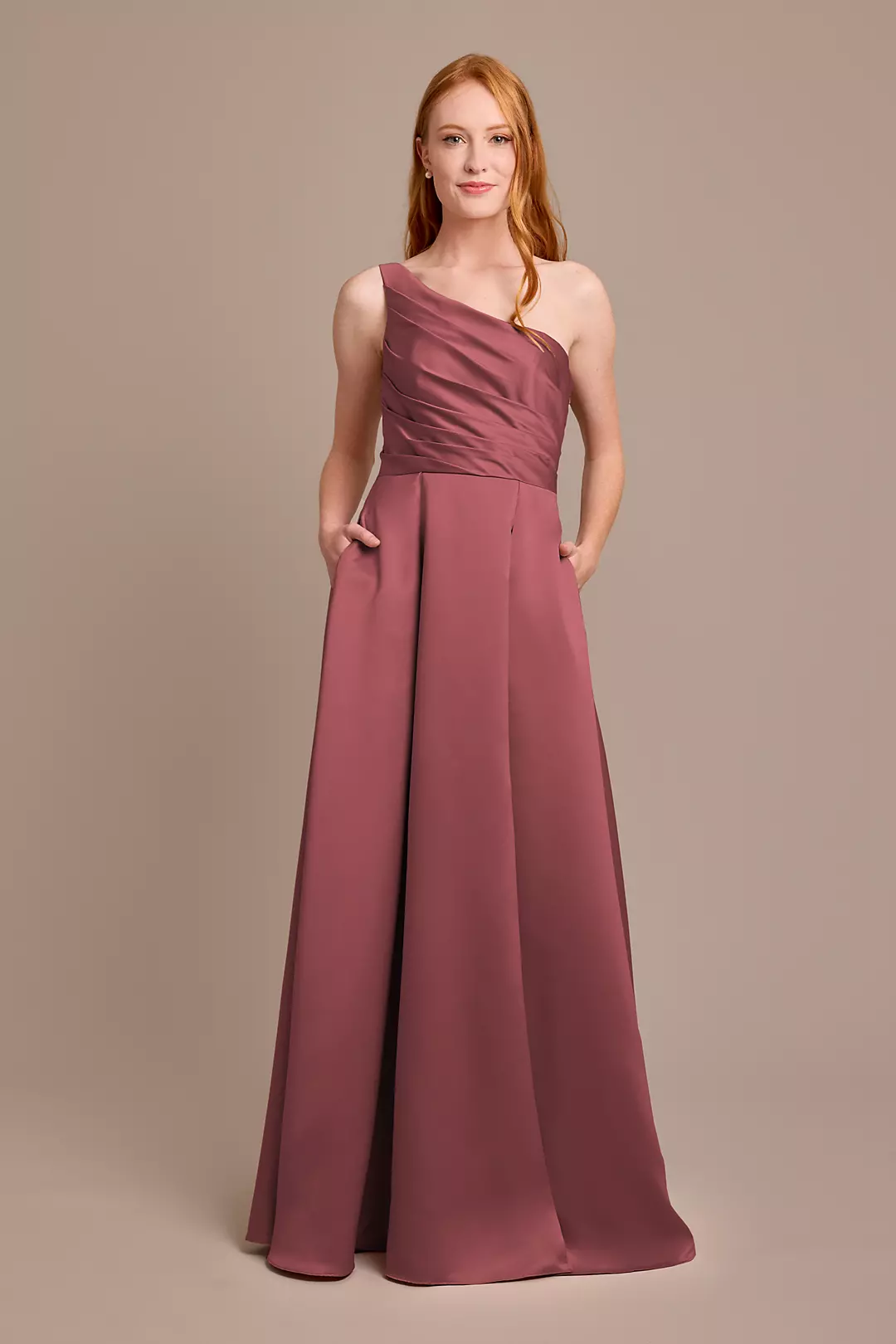 Matte Satin One-Shoulder A-Line Pleated Dresses - XNAUWBI