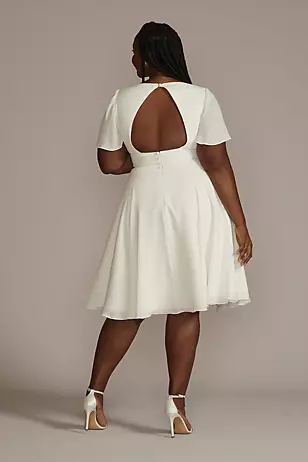 Chiffon Flutter Sleeve Midi-Length Dress - XNAUWBI