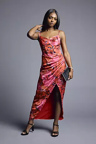 Notch Neckline Asymmetrical Hem Corset Floral Dresses - XNAUWBI