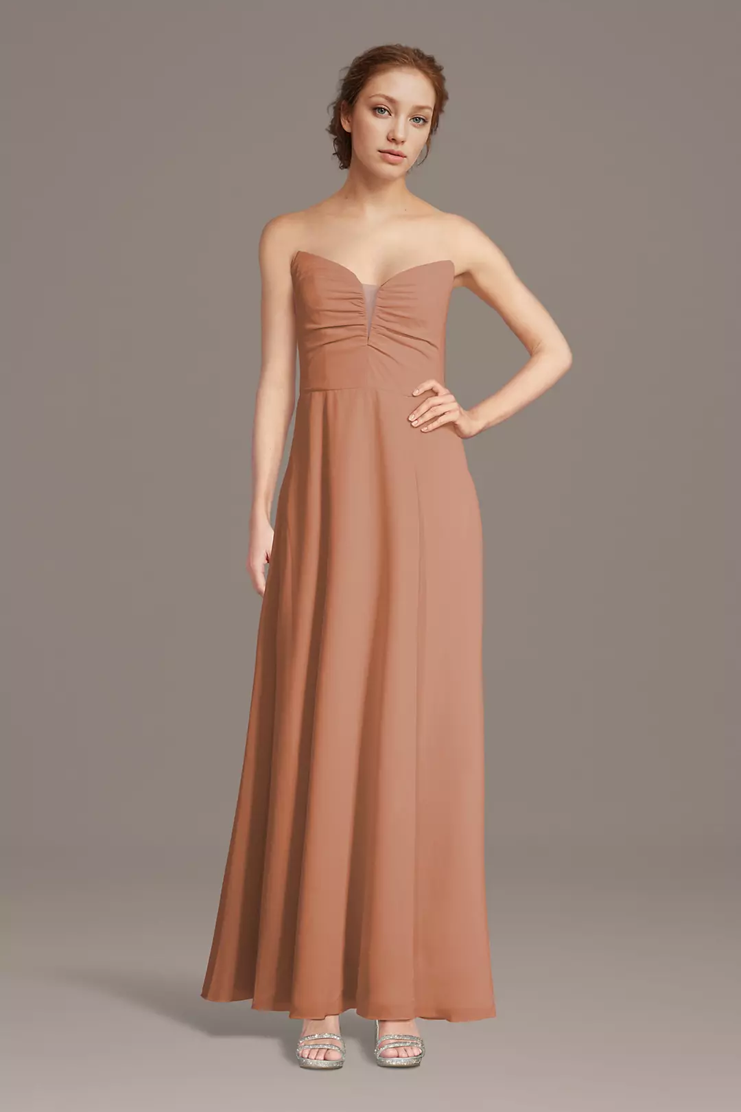 Strapless Chiffon Notch Neck A-Line Dresses - XNAUWBI