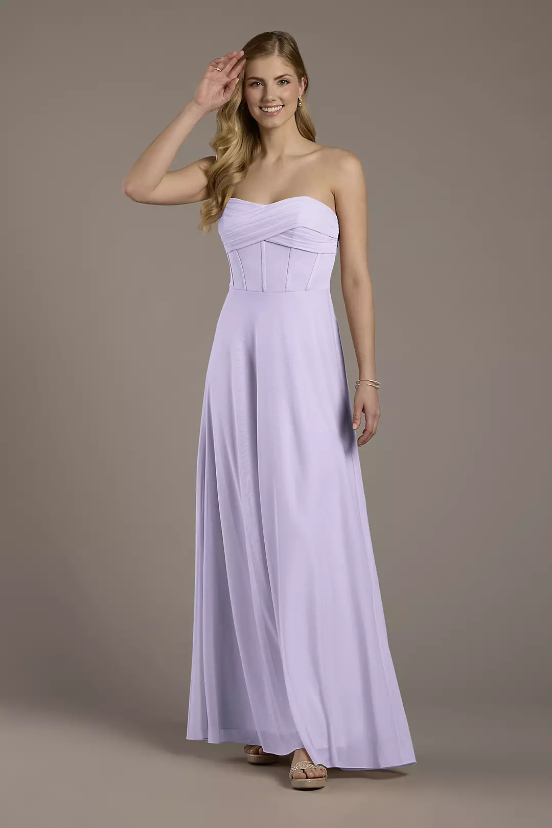 Mesh Twist Bodice Corset A-Line Dresses - XNAUWBI